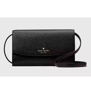 New Kate Spade Dana Small Flap Crossbody Saffiano Black